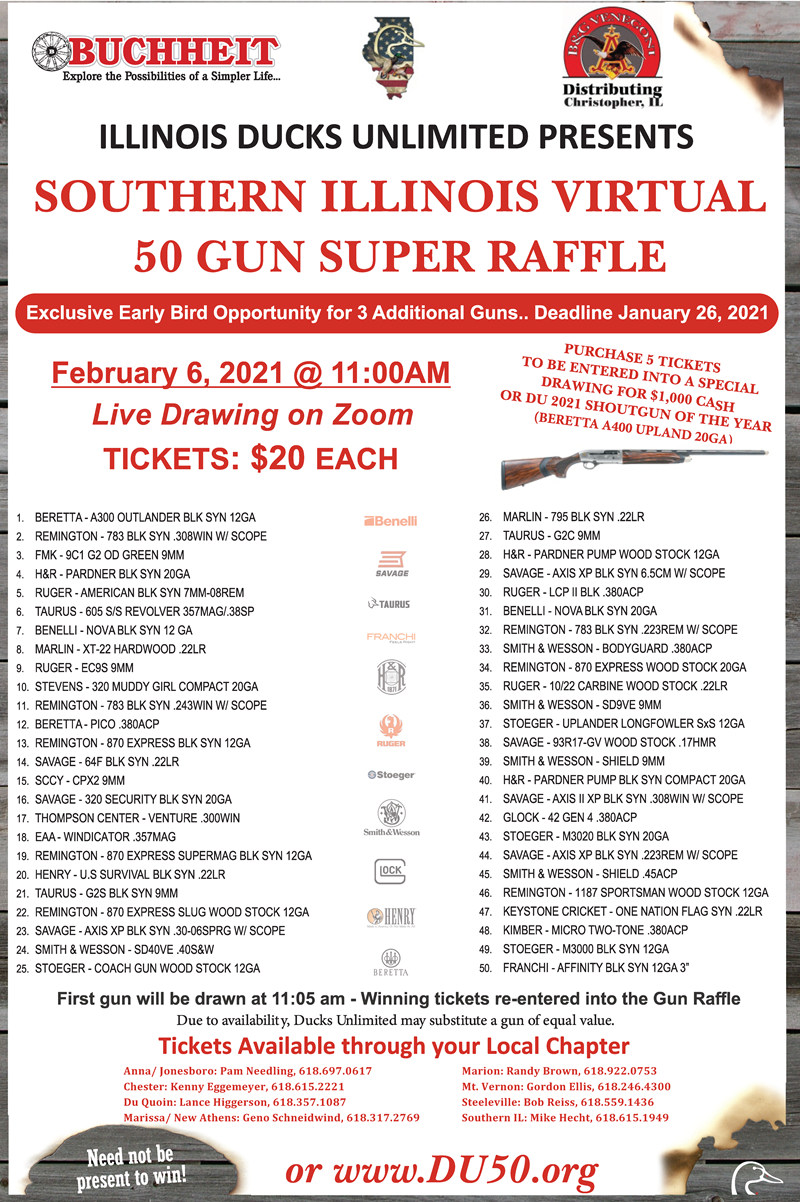 Ducks Unlimited Ducks Unlimited Southern Illinois Virtual 50 Gun Super Raffle February 6th Array Il