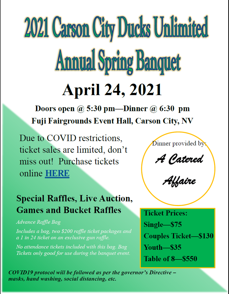 Carson City Annual Spring Banquet: Sat, Apr 24, 2021