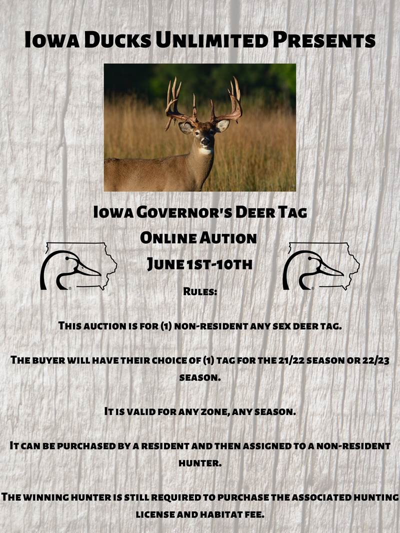 2021 Iowa Governor's Deer Tag Online Auction Wed, Jun 30, 2021