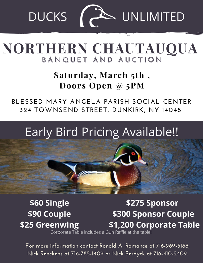 Northern Chautauqua Annual Dinner Sat, Mar 5, 2022