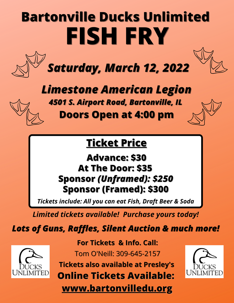Bartonville Annual Fish Fry Sat, Mar 12, 2022