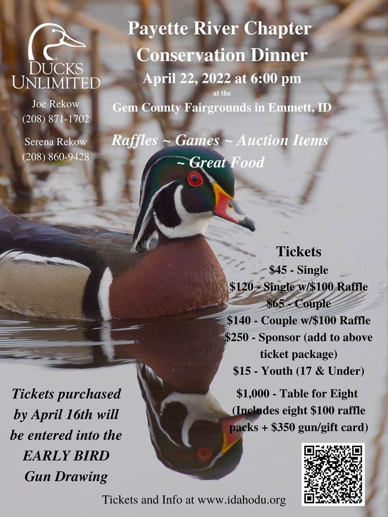 Payette River Conservation Dinner: Fri, Apr 22, 2022