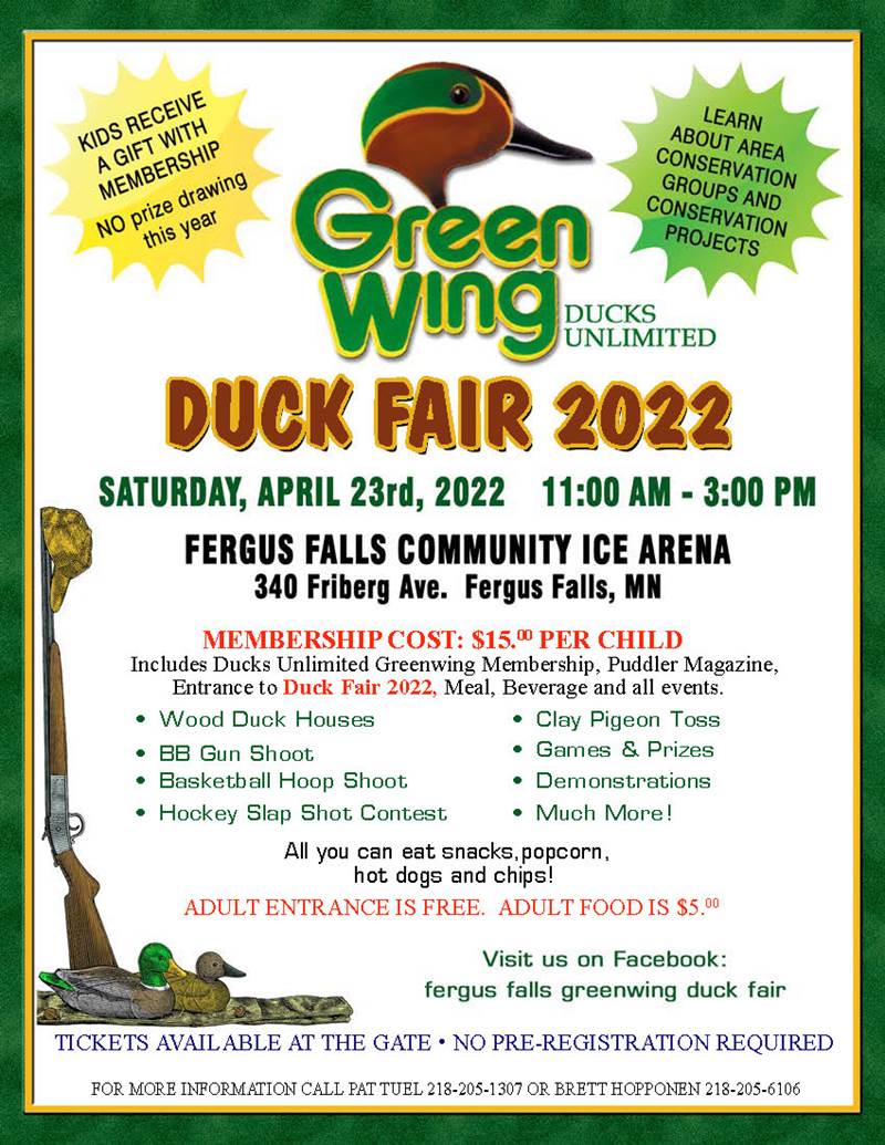 Fergus Falls Duck Fair Sat, Apr 23, 2022