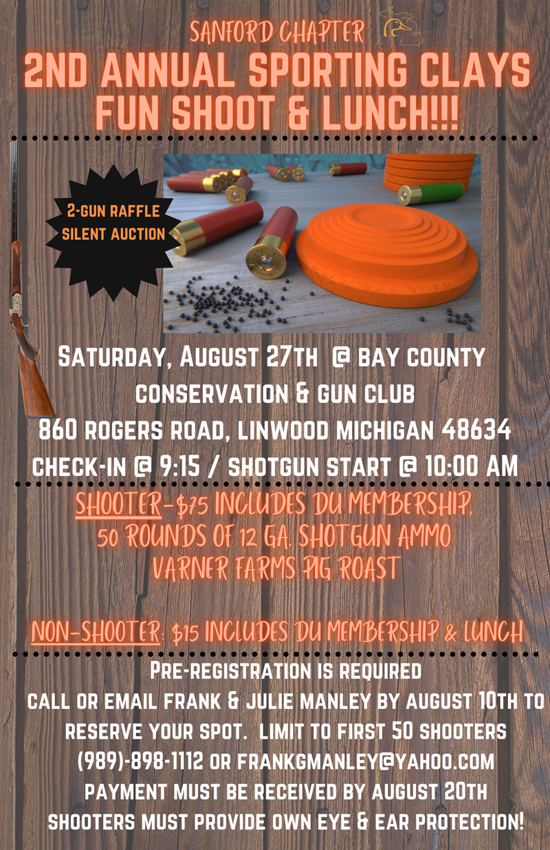 Sanford Chapter Sporting Clay Shoot: Sat, Aug 27, 2022