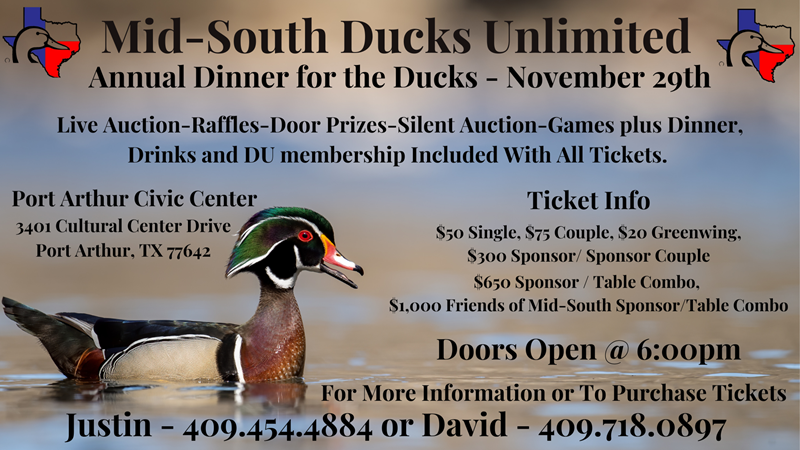 Mid-South Ducks Unlimited Banquet (Nederland,: Tue, Nov 29, 2022