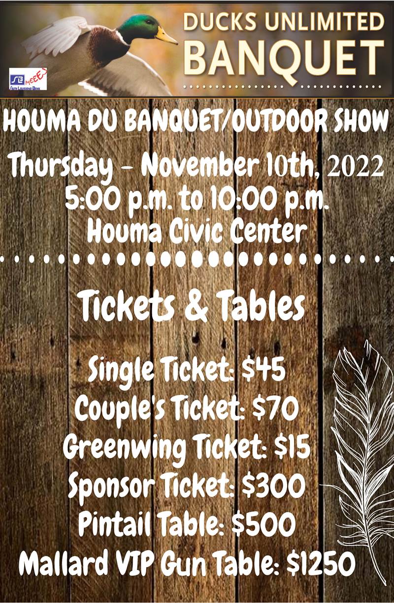 Ducks Unlimited Banquet & Outdoor Show 2023 - Barry P. Bonvillain Civic  Center