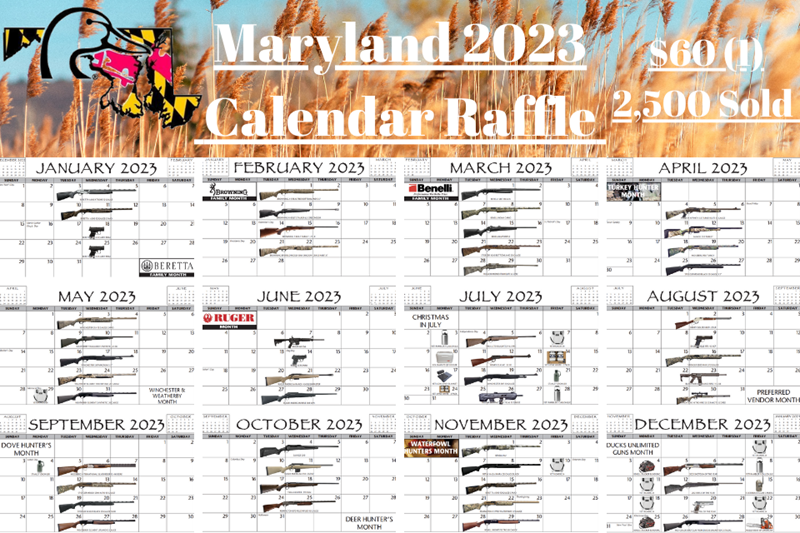 Maryland DU 52-Gun Calendar Raffle: Thu, Jan 19, 2023