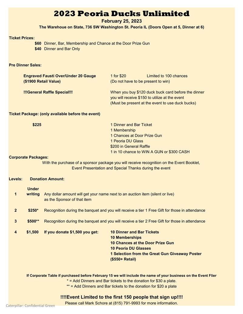 Peoria 2023 Order Form detials