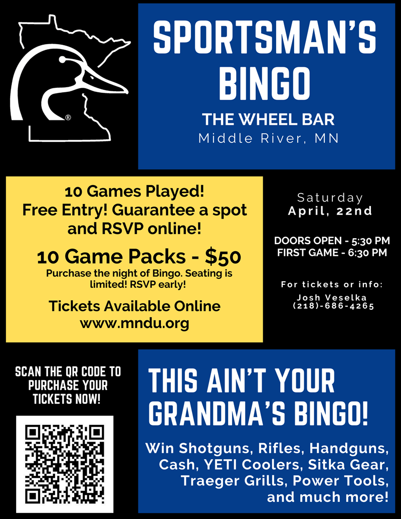 Ducks Unlimited: Agassiz Ducks Unlimited Bingo - Middle River, MN