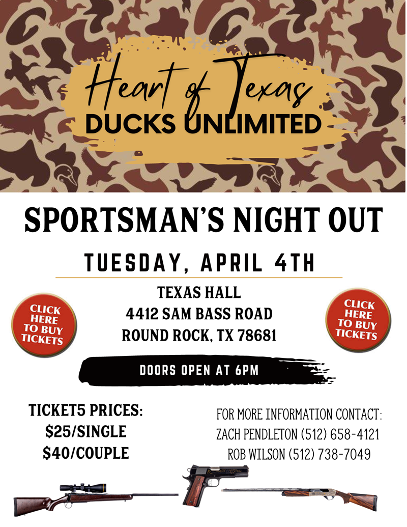 Heart of Texas Ducks Unlimited Sportsman's Tue, Apr 4, 2023