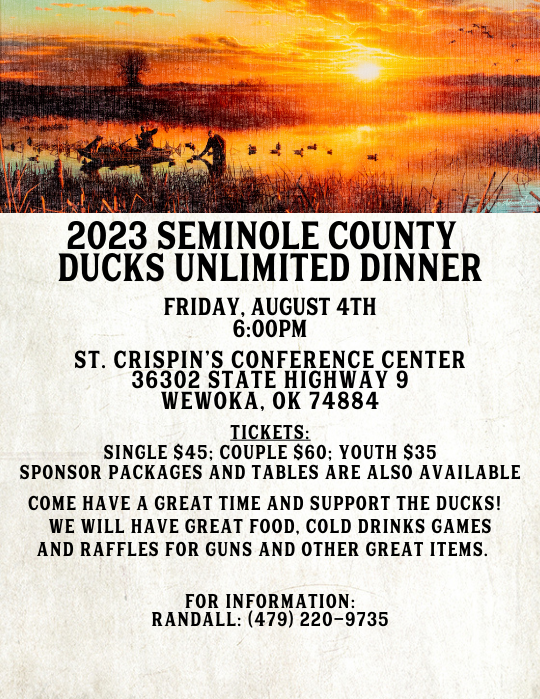 Seminole County Ducks Unlimited Banquet Fri, Aug 4, 2023