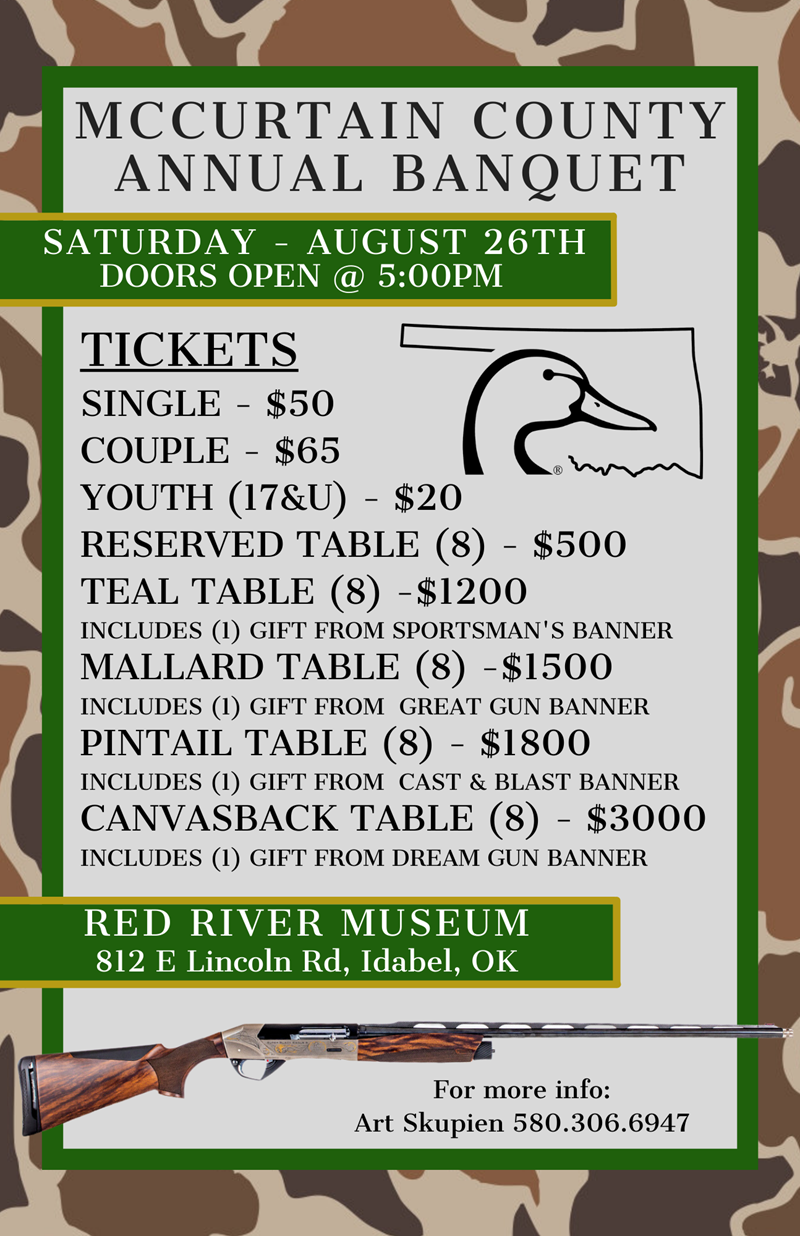 McCurtain County Banquet Sat, Aug 26, 2023