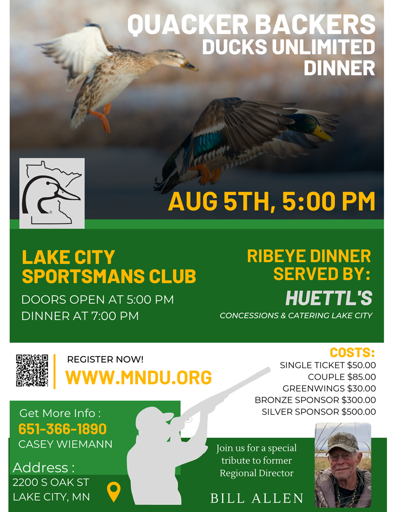 Quacker Backer Dinner (Lake City) : Sat, Aug 5, 2023