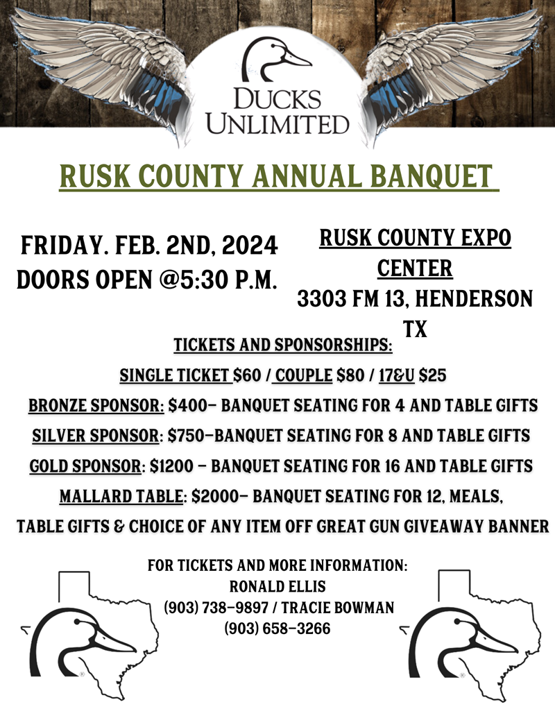 Reminder: Tonight is the Greene County Ducks Unlimited Banquet and Auction