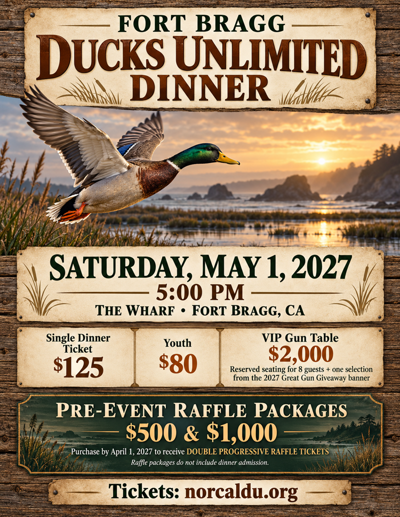 Fort Bragg Ducks Unlimited Dinner 2027 flyer