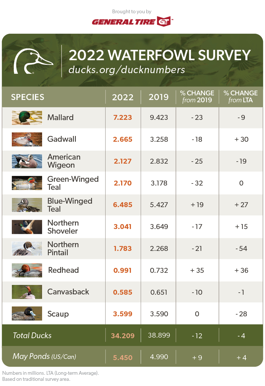 2022 Waterfowl Survey Duck Numbers