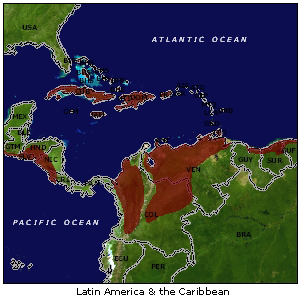 Latin America and Caribbean map