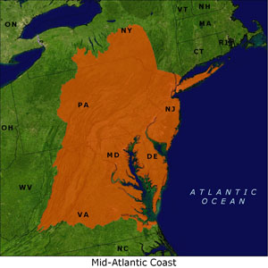 Mid-Atlantic Coast map