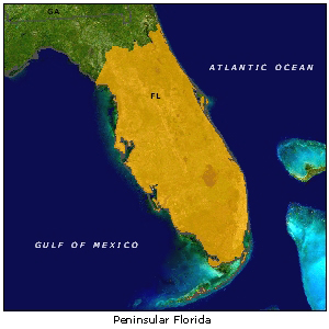 Peninsular Florida map