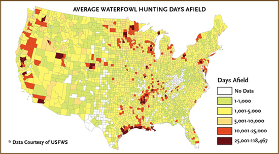Average Waterfowl Hunting Days Afield